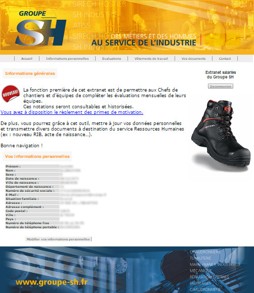 Extranet Groupe SH